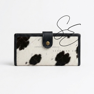 Genuine Hair-On Cowhide Leather <b>Wallet</b> for Women Long Checkbook <b>Wallet</b> with Snap Closure, Card Cash Holder Large Vintage Clutch - Product Image 1