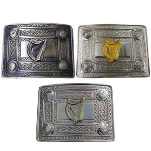 Hebillas de cinturón celtas para hombre con diseño de arpa irlandesa, acabado antiguo/cromado/dorado, las más vendidas al por mayor para el estilo Highland - Product Image 1