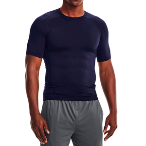 Haut de compression d'entraînement pour homme, tricoté en polyester/coton, respirant, léger, extensible, anti-boulochage, manches courtes - Product Image 4
