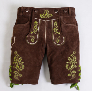 Pantalones Cortos de Cuero Lederhosen para Hombre, Traje Bávaro, Ajuste Cómodo, Pantalones Cortos de Cuero Lederhosen con Bordado Tradicional - Product Image 1
