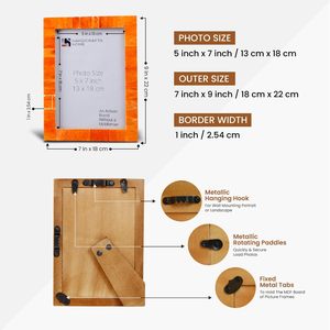 Handicrafts Home Orange <b>Picture</b> <b>Frame</b>– Handmade <b>Rustic</b> Photo <b>Frame</b> for Modern Farmhouse Decor, Wall - Product Image 3