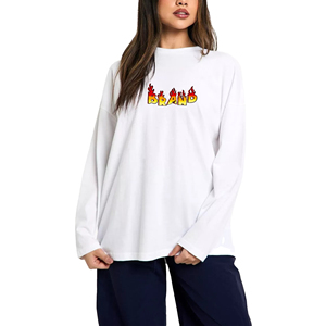 Casual Street Wear Long Sleeve Slim Fit Women T-shirts Customized Logo Custom Design OEM Polyester/Cotton Print Appliques Multi - Product Image 4