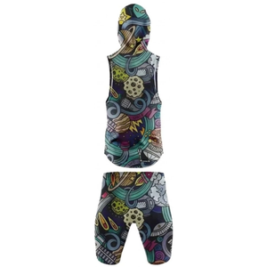 Gilet sans manches à capuche personnalisé avec short assorti, motif de dessin animé imprimé intégral, séchage rapide, ajusté, en polyester, unisexe, pour adulte, vêtements de sport - Product Image 3
