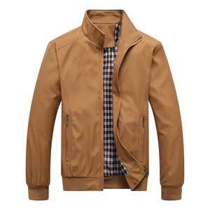 Factory <b>Men's</b> Casual Work Thin Stand Bomber Jacket High Quality <b>Black</b> <b>Windbreaker</b> Windproof Breathable Loose Spring Solid Zipper - Product Image 6
