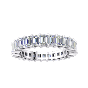 <b>Emerald</b> Cut Diamond Eternity Band <b>Ring</b> Channel Setting <b>Silver</b> Women's Classic Engagement Fine Jewelry - Product Image 4