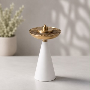 Stainless Steel Stone <b>Cone</b> Base <b>Incense</b> Burner with Black Metal Top Organic Aromatherapy Diffuser All-Season Use - Product Image 2