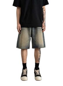 Baggy personnalisé en coton denim pour hommes Jeans déchirés respirant court motif tissé Style décontracté - Product Image 2