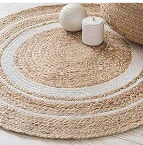 Tapis rond en jute tressé brun, tapis de sol en fibres naturelles, couleur unie moderne, antidérapant, poils moyens, pour la maison, le bureau, l'hôtel, le salon - Product Image 1