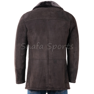 High Quality Genuine <b>Sheepskin</b> Long Leather <b>Jacket</b> for Men with Stand Collar Real Fox Fur Cuffs Winter <b>Jackets</b> For Men - Product Image 4