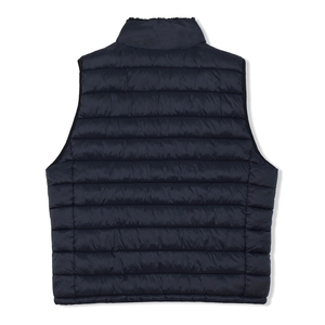Men's <b>Black</b> Stand Collar Puffer <b>Vest</b> Zipper Closure Windproof Casual Winter Outerwear Polyester Filling Sleeveless Gilet - Product Image 2