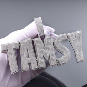 Custom Iced Out Moissanite Shape <b>Name</b> Pendant Necklace with Cuban Link <b>Chain</b> Hip Hop Bling 925 Silver Jewelry for Men Women - Product Image 3