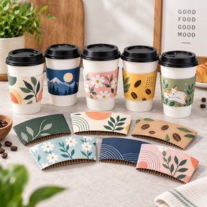 Manchons de tasse à café en papier kraft biodégradable et compostable, personnalisables, pour boissons chaudes, écologiques, ondulés, en gros - Product Image 4