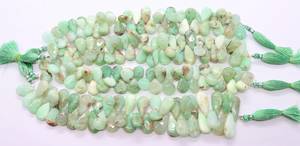 Natural Chrysoprase Smooth Pear Shape Briolette Long Pear Chrysoprase <b>Beads</b> 8 Inch Smooth Chrysoprase Faceted <b>Beads</b> For Jewelry - Product Image 2