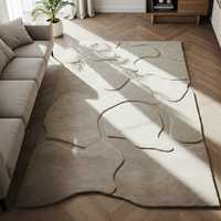 Tapis de luxe 90 % laine + 10 % coton tuftés à la main, tapis de designer scandinave moderne personnalisé, adapté aux animaux domestiques, antidérapant, à poils épais
