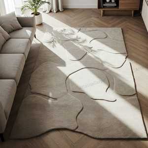 พรมขนสัตว์หรูหรา 90% วูล + 10% คอตตอน ทอมือ งานดีไซน์สไตล์สแกนดิเนเวียน ทันสมัย ผลิตตามสั่ง ป้องกันสัตว์เลี้ยง ไม่ลื่น ขนหนานุ่ม - Product Image 3