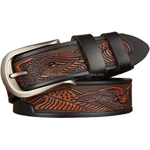 Western Vintage Genuine Leather <b>Belt</b> for Jeans Pants Full Grain Men's Fashion Western Leather Tooling <b>Belt</b> Engraved <b>Cowboy</b> <b>Belt</b> - Product Image 6