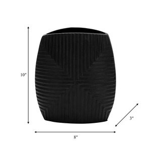 Vase de table moderne en métal noir Amber Form, 10x8x3 pouces, design minimaliste fait main, décoration - Product Image 1