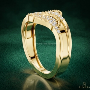 9K 10K 14K 18K Gold Lab Grown Diamond Wave Ring for Women | Luxury Moissanite <b>Infinity</b> Band | IGI Certified Fashion Jewelry - Product Image 4