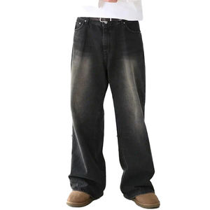 MEESAM LEATHER HOSIERY Jeans de mezclilla unisex 100% algodón de secado rápido, cintura alta, peso pesado, estilo vintage, corte regular, rectos, con relieve - Product Image 1