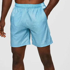 Shorts de Baño Casuales para Hombre, de Secado Rápido, Cintura Media, con Cordón Ajustable, Estampado de Ancla Azul Claro y Rayas - Product Image 1