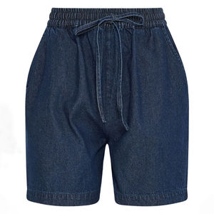 Shorts de Mezclilla de Cintura Alta para Hombre, Color Azul Sólido, Cintura Elástica, Casuales, de Secado Rápido, 180g, Transpirables, Tejido con Estampado Digital Personalizado - Product Image 1
