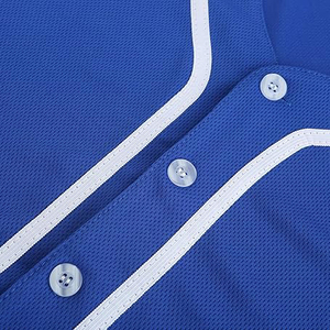 Blue V-Neck Baseball <b>Jersey</b> <b>Short</b> Sleeve Mesh Breathable Button Front Unisex Adult Sports Apparel - Product Image 5