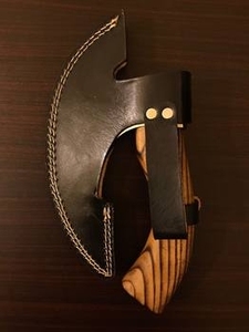 Cuchillo para Pizza de Acero de Damasco y Madera Hecho a Mano de la Mejor Calidad con Funda de Cuero - Product Image 2