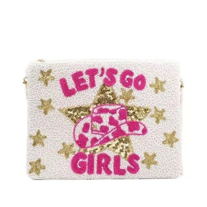 LETS GO GIRLS IDUCHD WN - Monedero de cuentas XOXO hecho a mano y personalizado de fábrica, monedero de cuentas con diseño de gatito para mujer, bolso de mano para el día del partido - Product Image 1