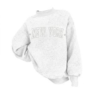 Sudadera Oversize de Algodón con Forro Polar para Mujer, Estilo Urbano, Cuello Mockneck, Ajuste Holgado, Hombros Caídos, Estampado Frontal Personalizado, Pullover de Invierno - Product Image 1