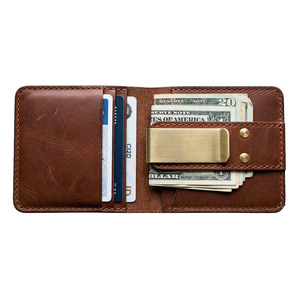 Minimalist Genuine Leather <b>Money</b> <b>Clip</b> With Metal Lining And <b>Clip</b> Closure For Men Slim Portable Card Holder - Product Image 2