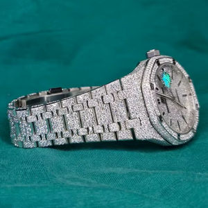 Montre à quartz pour homme, cadran en verre, étanche, style antique, sertie de diamants et de moissanite, boîte de montre, vente en gros, meilleures ventes - Product Image 1