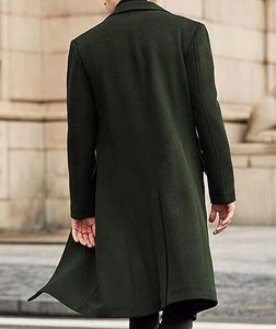 Abrigo de lana grueso de invierno de botonadura sencilla, tipo gabardina alargada, transpirable, para venta al por mayor - Product Image 3