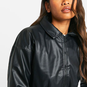 Chaqueta de poliéster con cierre de cremallera para mujer en oferta, ropa de invierno, chaquetas de cuero de moda para mujer más vendidas - Product Image 4