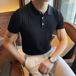 เสื้อโปโลผู้ชายแบบเรียบง่ายสไตล์ลำลองสำหรับขายส่ง คุณภาพสูง รับสั่งทำโลโก้ เสื้อยืดถัก ผ้าโพลีเอสเตอร์/คอตตอน สีพื้น - Product Image 2