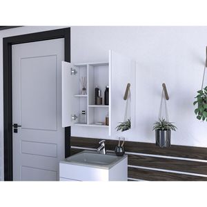 Armadietto per medicinali Prague a porta singola con quattro ripiani interni, finitura bianca - Ripiani per bagno - Product Image 4