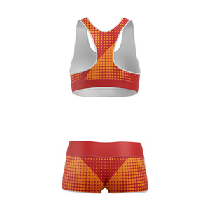Ensemble de sport 2 pièces sans couture pour femme avec logo personnalisé imprimé par sublimation, soutien-gorge de sport à maintien élevé et short cycliste, ensemble de yoga et de fitness - Product Image 2