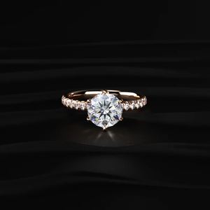 Élégante bague de fiançailles pavée de diamants HPHT ronds de 1 carat, pierre centrale de 0,5 carat, bague de mariée étincelante, bijoux de mariage de luxe pour femmes. - Product Image 1