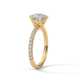 GRA Certified <b>Ring</b> Crafted From 14k Solid Real Yellow Gold Comes With Six Prong Set Lab Grown <b>Diamond</b> And Pave Band For Girls - Product Image 3