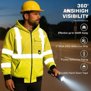 Heavyweight Safety Hoodie with Reflective Design Waterproof Customized Logo for Cooler Weather Workwear - Product Image 5