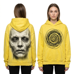 Sudadera con capucha azul vintage para mujer, con cremallera, estampado personalizado en las mangas con temática náutica, gráfico de zombis marinos, lavado ácido, ropa de calle, prenda exterior - Product Image 5