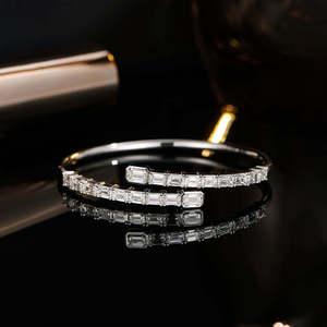 Bracelet tennis plaqué or 18 carats certifié IGI, serti de griffes, coupe émeraude, noir et blanc, design papillon Hip Hop, unisexe, pour fiançailles et soirées - Product Image 2