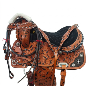 Selle de dressage occidentale portable en cuir véritable avec siège souple, options personnalisables, prix de gros disponible, dernière collection - Product Image 1