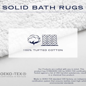 Solid Bath Rug Rectangle 100% Tufted Cotton Non-Slip Rubber Backing Machine Washable Home Use - Product Image 4