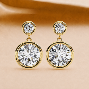 Pendientes Colgantes de Moissanita con Bisel de Moda para Mujer, Corte Redondo, Chapados en Oro Rosa, Joyería para Regalo de Boda - Product Image 6