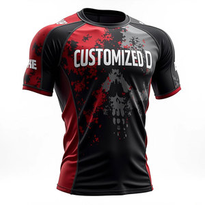 <b>Men's</b> Black Red Skull Pattern Long Sleeve <b>Compression</b> <b>Shirt</b> O-Neck Quick Dry Sporty Style Sublimation Print - Product Image 3