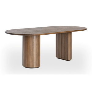Modern Rectangle Marble Top Dining <b>Table</b> with Ribbed <b>Legs</b> 6 Seater Durable Eco-Friendly Stable Design Dining Room Furniture - Product Image 3