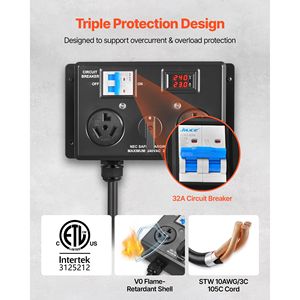 Interruttore Manuale NEMA 10-30 per Ricarica EV, 24A Max 240V, Interruttore Manuale di Distribuzione Alimentazione per Asciugatrice EV, Splitter EV - Product Image 4
