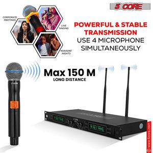 Sistema Microfonico Professionale Wireless UHF a 8 Canali con Microfoni Dinamici Portatili Senza Fili per Karaoke - Product Image 3