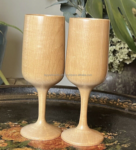 Copas de vino de madera de acacia, copas rústicas para servir cócteles, champán, estilo de madera Natural - Product Image 4
