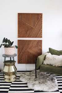 Panneau mural en bois géométrique moderne, décoration murale en bois artisanale pour salon, chambre et décoration intérieure - Product Image 1